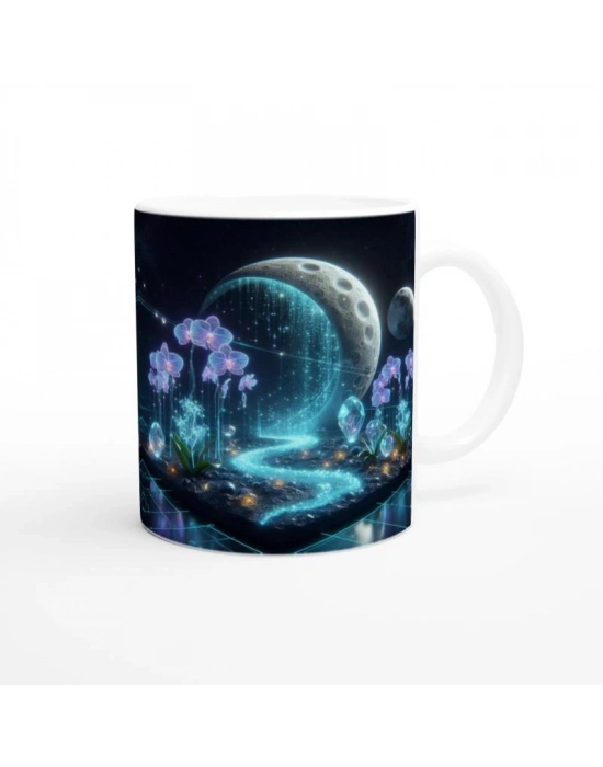 Kova Burcu Baskılı Kahve Kupası - Ay ışığında Zodyak Bahçesi Vs4