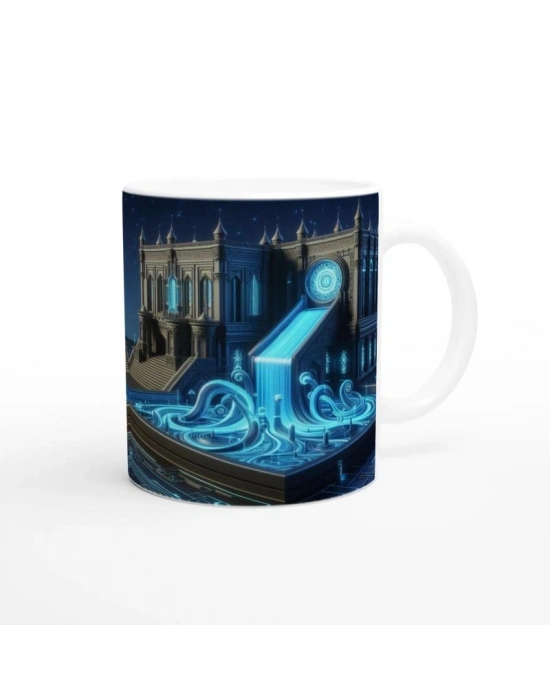 Kova Burcu Baskılı Kahve Kupası - Burçlar Krallığı Şatosu Vs2