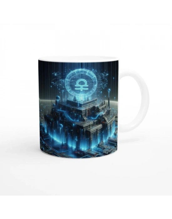 Kova Burcu Baskılı Kahve Kupası - Burçlar Krallığı Şatosu Vs3