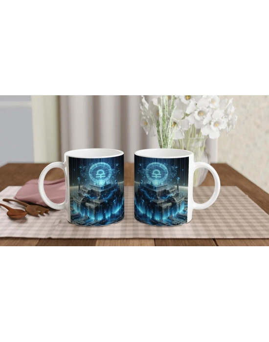 Kova Burcu Baskılı Kahve Kupası - Burçlar Krallığı Şatosu Vs3