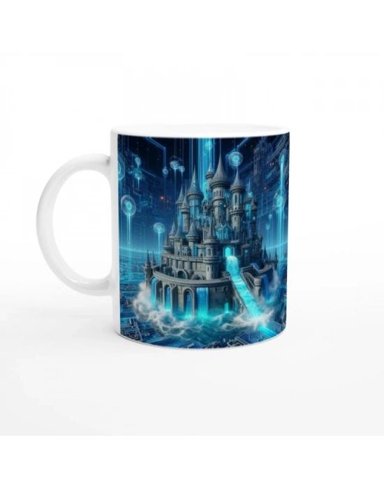 Kova Burcu Baskılı Kahve Kupası - Burçlar Krallığı Şatosu Vs4