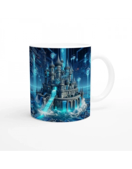 Kova Burcu Baskılı Kahve Kupası - Burçlar Krallığı Şatosu Vs4