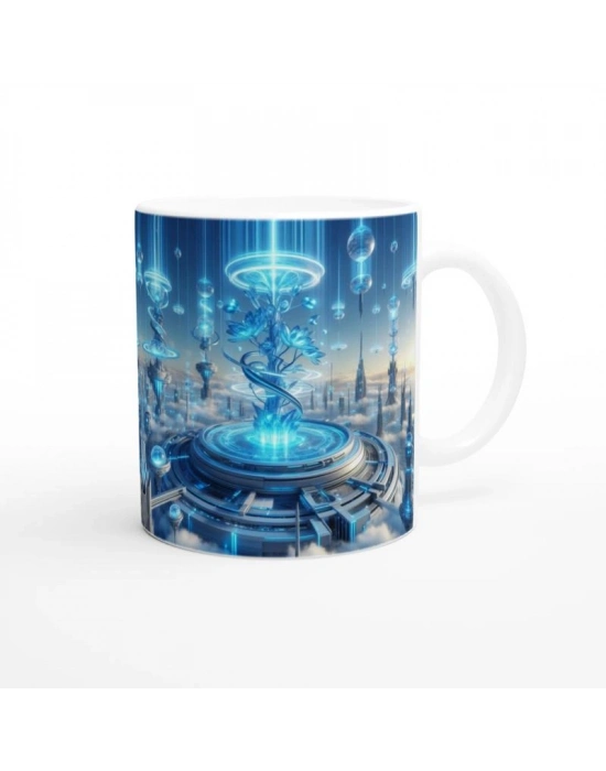 Kova Burcu Baskılı Kahve Kupası - Elementsel Doğa Krallığı Temalı Vs1