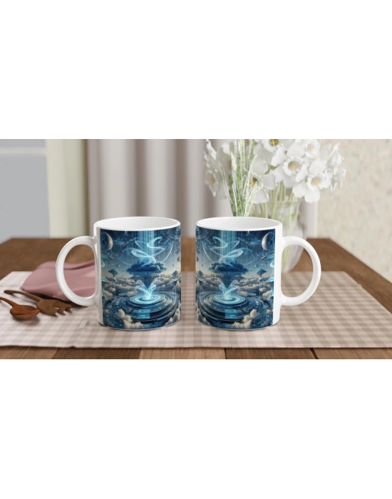 Kova Burcu Baskılı Kahve Kupası - Elementsel Doğa Krallığı Temalı Vs3