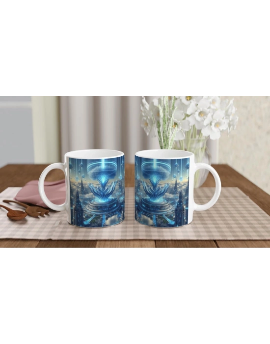 Kova Burcu Baskılı Kahve Kupası - Elementsel Doğa Krallığı Temalı Vs4