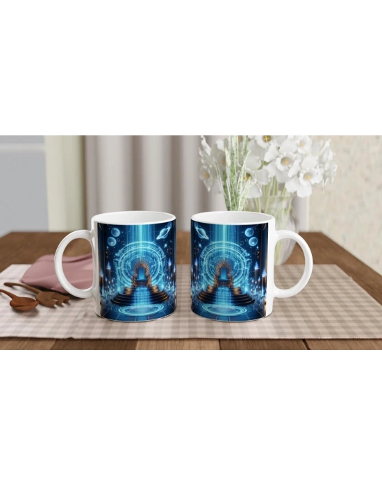 Kova Burcu Baskılı Kahve Kupası - Galaktik Taht Odası Temalı Vs4