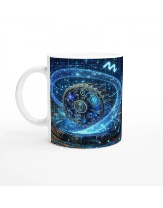 Kova Burcu Baskılı Kahve Kupası - Zamanın Çarkları Astroloji Mekanizması Vs1