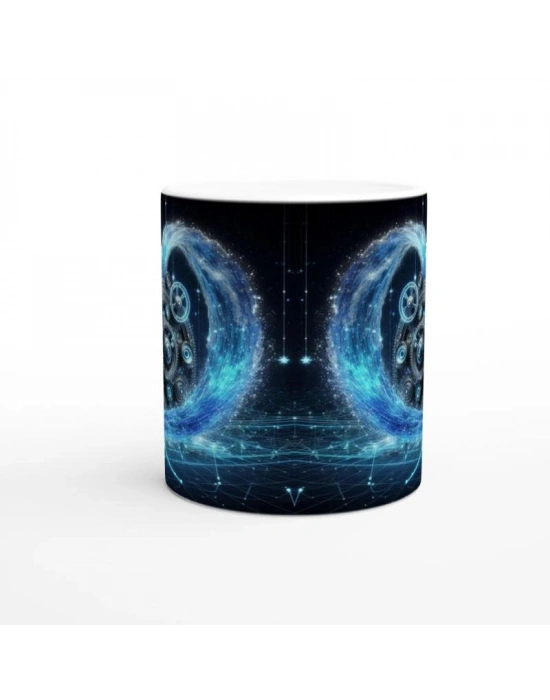 Kova Burcu Baskılı Kahve Kupası - Zamanın Çarkları Astroloji Mekanizması Vs2