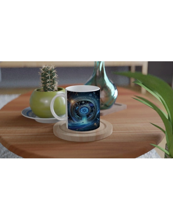 Kova Burcu Baskılı Kahve Kupası - Zamanın Çarkları Astroloji Mekanizması Vs3
