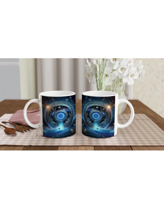 Kova Burcu Baskılı Kahve Kupası - Zamanın Çarkları Astroloji Mekanizması Vs3