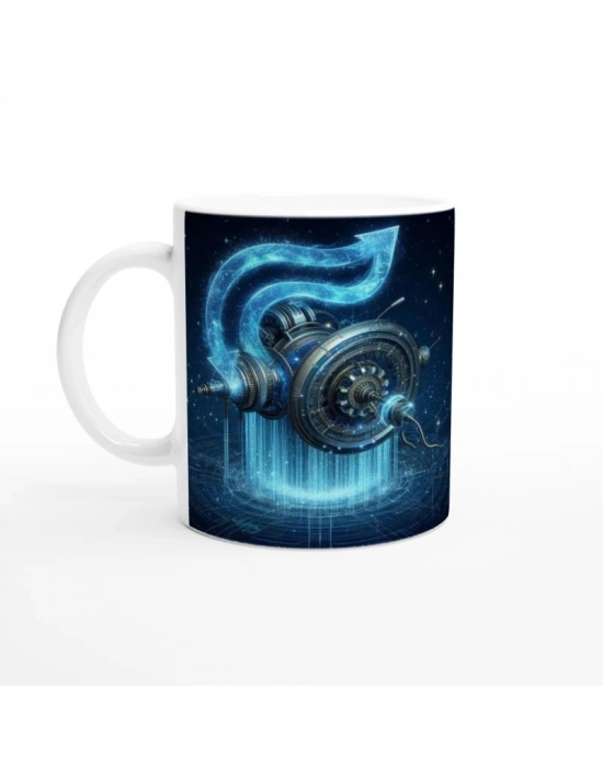 Kova Burcu Baskılı Kahve Kupası - Zamanın Çarkları Astroloji Mekanizması Vs4