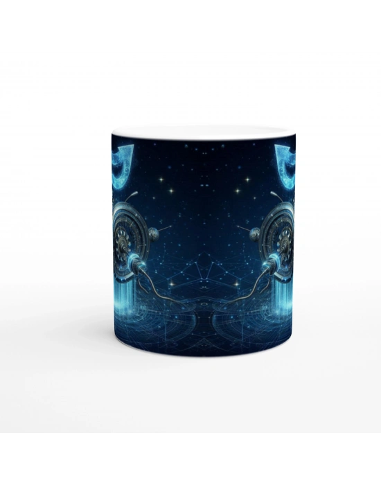 Kova Burcu Baskılı Kahve Kupası - Zamanın Çarkları Astroloji Mekanizması Vs4