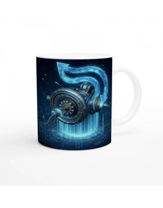 Kova Burcu Baskılı Kahve Kupası - Zamanın Çarkları Astroloji Mekanizması Vs4