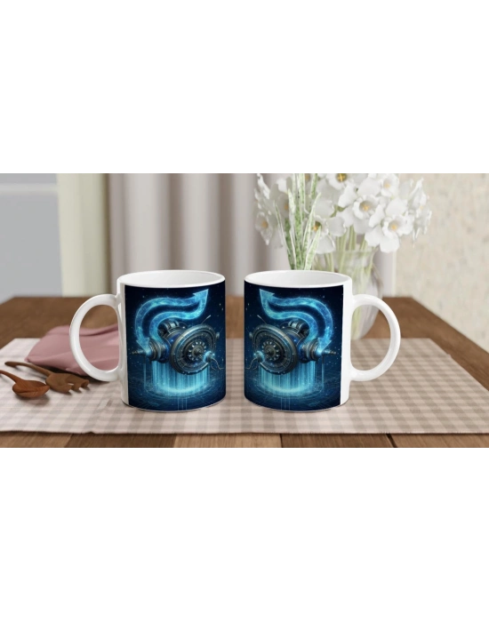 Kova Burcu Baskılı Kahve Kupası - Zamanın Çarkları Astroloji Mekanizması Vs4