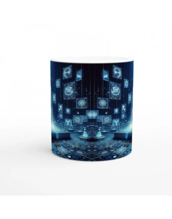 Kova Burcu Baskılı Kahve Kupası - Zodyak Kütüpanesi Vs1