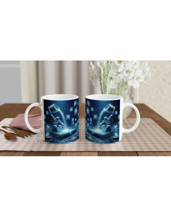 Kova Burcu Baskılı Kahve Kupası - Zodyak Kütüpanesi Vs1