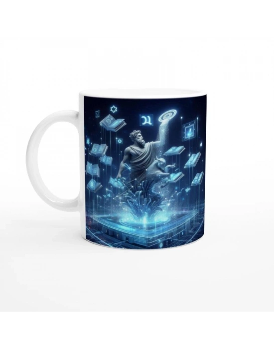 Kova Burcu Baskılı Kahve Kupası - Zodyak Kütüpanesi Vs2