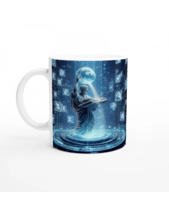 Kova Burcu Baskılı Kahve Kupası - Zodyak Kütüpanesi Vs4