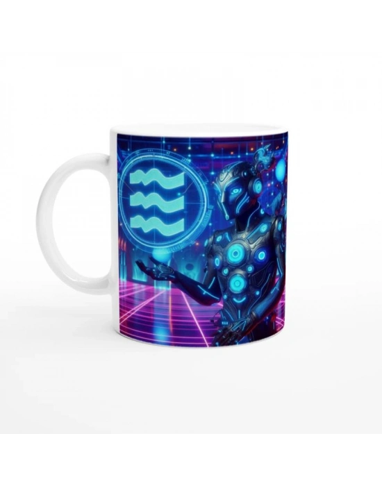 Kova Burcu Baskılı Kahve Kupası - Zodyak Maskeli Balo Vs1