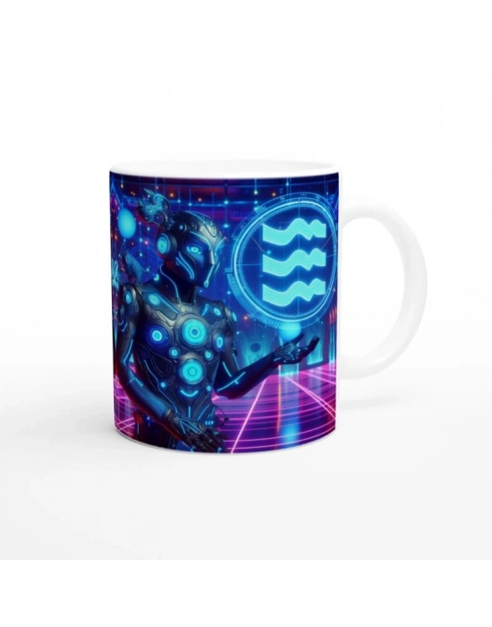 Kova Burcu Baskılı Kahve Kupası - Zodyak Maskeli Balo Vs1