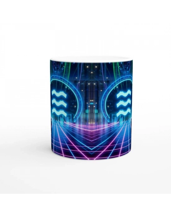 Kova Burcu Baskılı Kahve Kupası - Zodyak Maskeli Balo Vs3