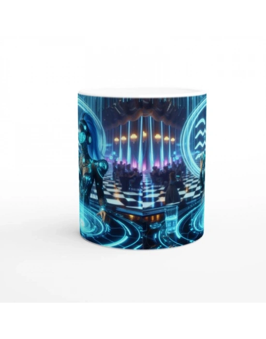 Kova Burcu Baskılı Kahve Kupası - Zodyak Maskeli Balo Vs4