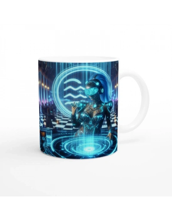 Kova Burcu Baskılı Kahve Kupası - Zodyak Maskeli Balo Vs4