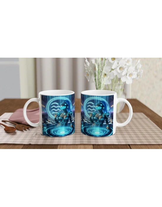 Kova Burcu Baskılı Kahve Kupası - Zodyak Maskeli Balo Vs4