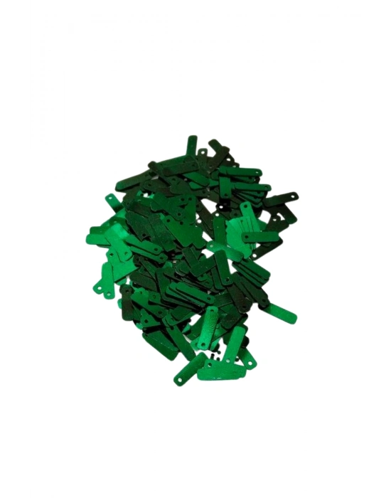 Koyu Yeşil 15 x 5 mm Dantel Oya Yazma Halhal Abiye Lazer Kesim Pul 600 adet / 24 gram