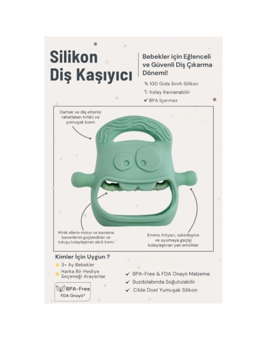 Koyu Yeşil Bebek Silikon Diş Kaşıyıcı