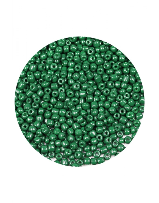 Koyu Yeşil Renk 4 mm Yaklaşık 1100 adet / 100 gram Cam Boncuk Oya Yazma Bileklik ve Kolye