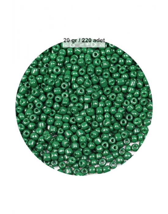 Koyu Yeşil Renk 4 mm Yaklaşık 220 adet/20 gram Cam Boncuk Oya Yazma Bileklik ve Kolye