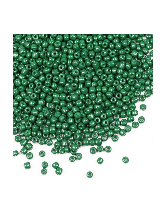 Koyu Yeşil Renk 4 mm Yaklaşık 220 adet/20 gram Cam Boncuk Oya Yazma Bileklik ve Kolye