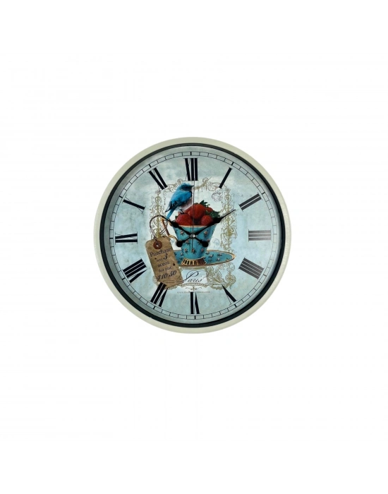 Krem 36 Cm Paris Strawberry Bird Duvar Saati