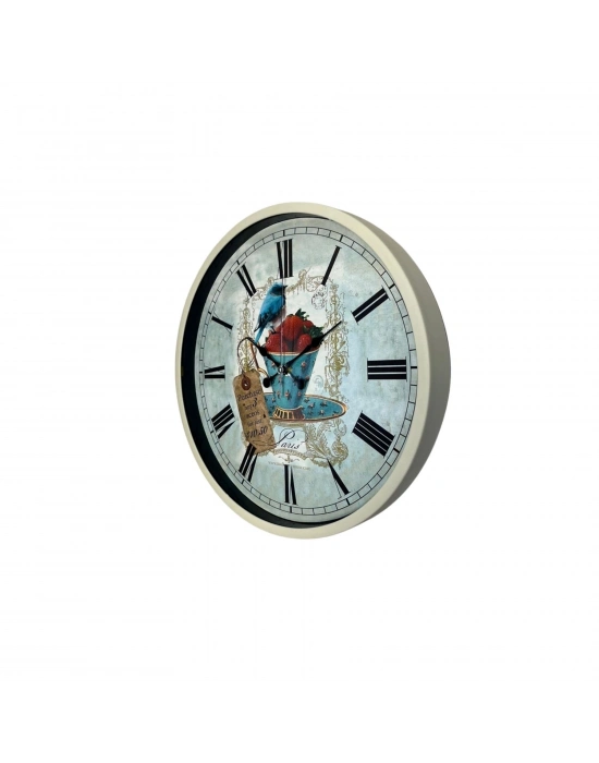 Krem 36 Cm Paris Strawberry Bird Duvar Saati