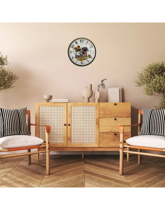 Krem Sunflower & Lavender 36 Cm Duvar Saati