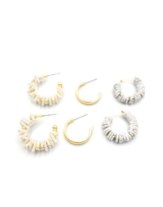 Kristal Boncuklu Küpe - Beyaz