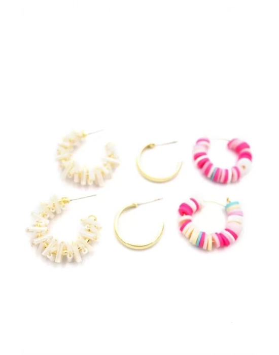 Kristal Boncuklu Küpe - Krem