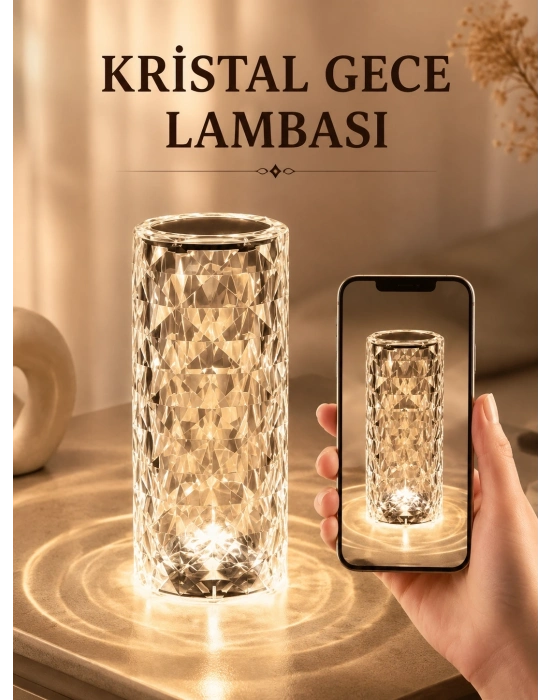 Kristal Dokunmatik Ve Kumandalı Masa Ve Gece lambasI