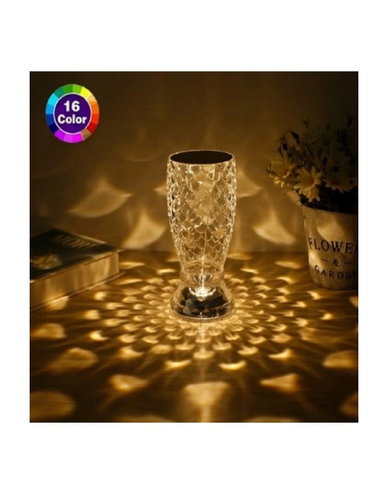 ® Kristal Masa ası Rgb Renk Değiştiren Gece ası 16 Renk Ve 4 Mod Dokunmatik Kontrol