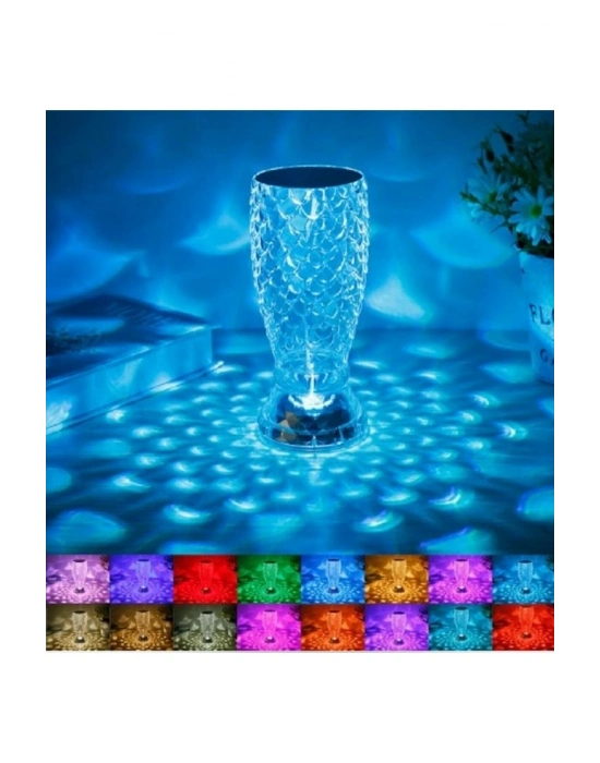 ® Kristal Masa ası Rgb Renk Değiştiren Gece ası 16 Renk Ve 4 Mod Dokunmatik Kontrol