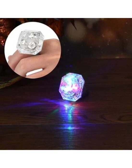 Kristal Tasarımlı Led Işıklı Gümüş Yüzük