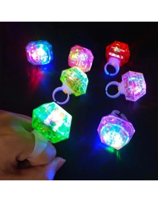 Kristal Tasarımlı Led Işıklı Gümüş Yüzük