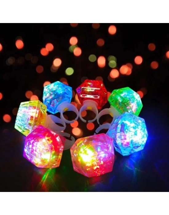 Kristal Tasarımlı Led Işıklı Gümüş Yüzük