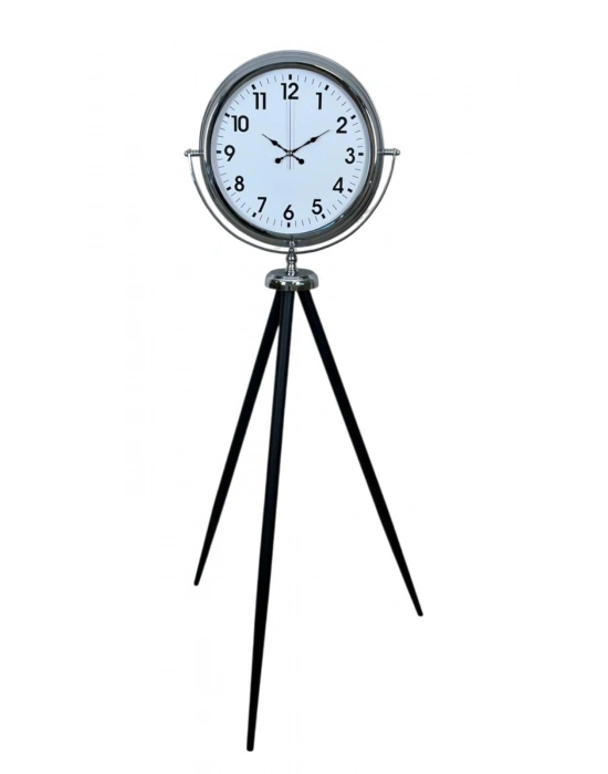 ® Krom Dekoratif Tasarım Tripod Ayaklı Saat