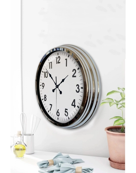 ® Krom Elegance 40 Cm Metal Standart Duvar Saati