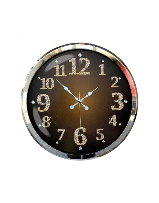 ® Krom Işıltılı Zaman 52 Cm Metal Duvar Saati