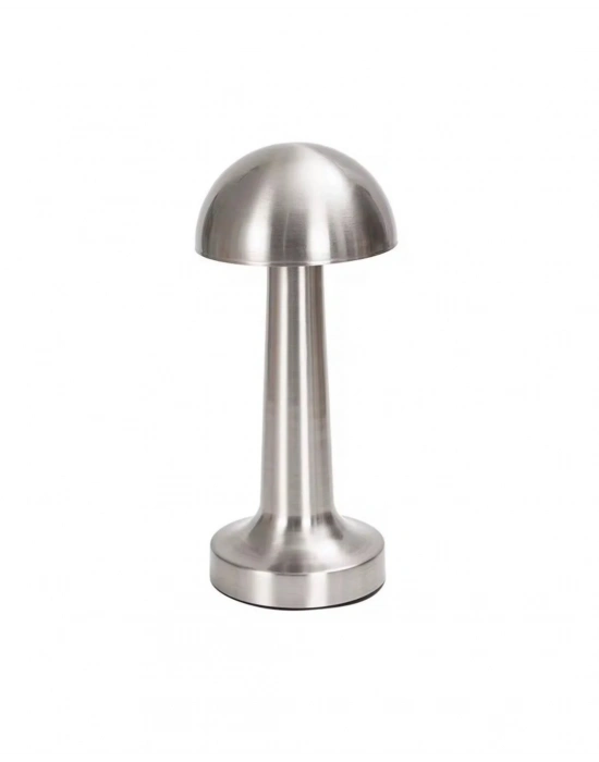 ® Krom Mantar Masa Lambası Dokunmatik 3 Renk LED Şarjlı Taşınabilir Gece Lambası