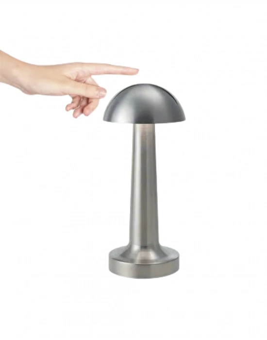 ® Krom Mantar Masa Lambası Dokunmatik 3 Renk LED Şarjlı Taşınabilir Gece Lambası