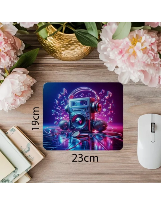 Krom Parlak Walkman Temalı Mousepad - 19x23 cm 2 mm Dikdörtgen İthal Baskılı Mouse Pad